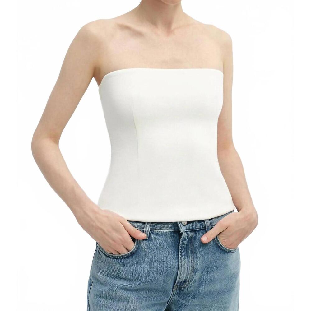 NEW RUE SOPHIE demi strapless top in egret